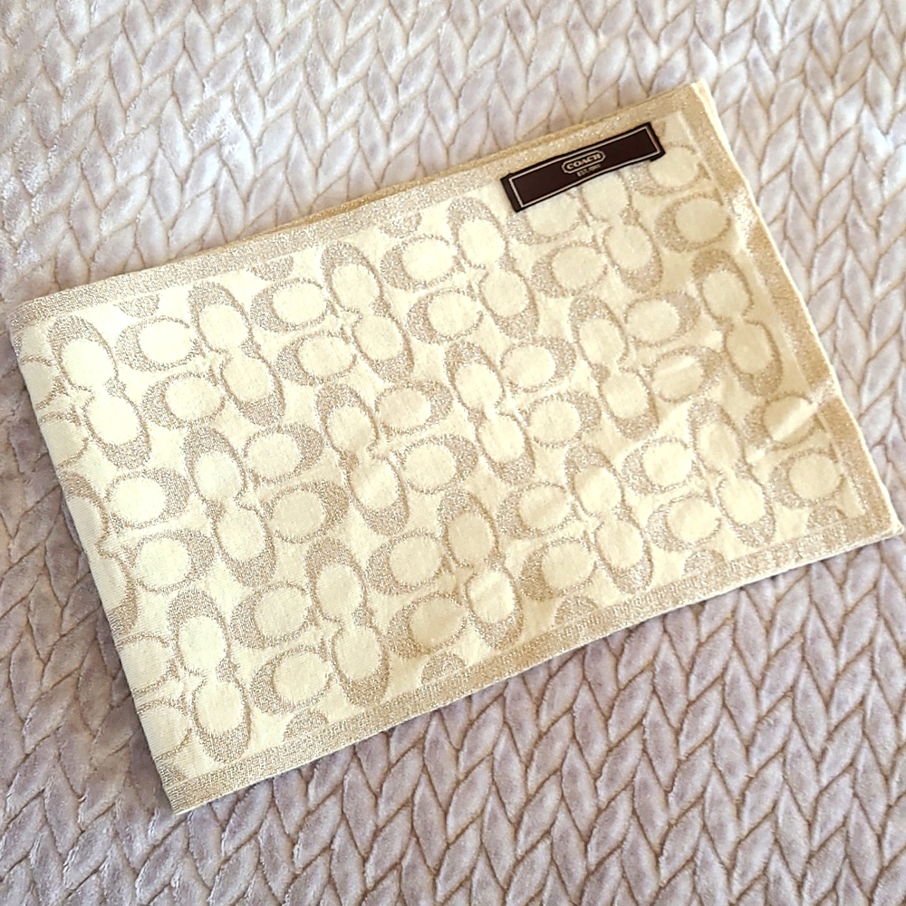 NWOT Coach cream and gold knit scarf